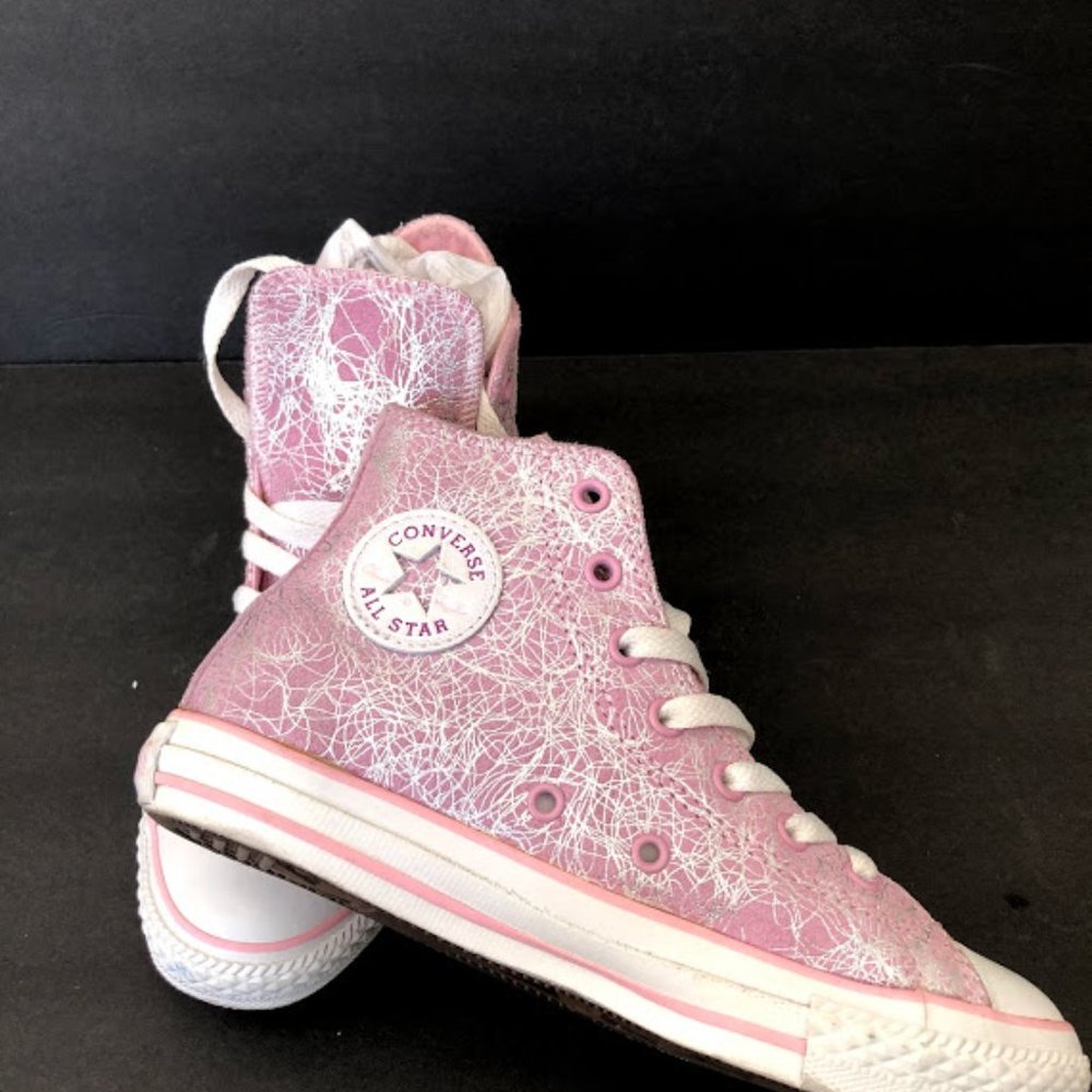 Women New CONVERSE pink LEATHER high top sneakers